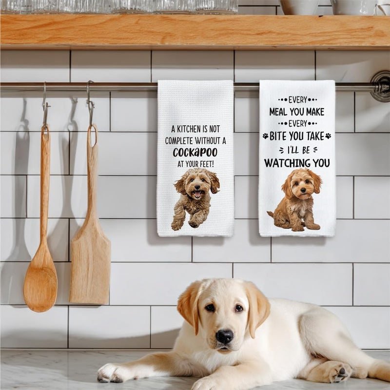 Tzhim Cockapoo Dog Kitchen Towels Set of 2, Cockapoo Gifts Hand Towels, Gifts for Cockapoo Lovers Dish Towels Dishcloths Tea Towels for Kitchen, Dog Lover Gifts, Dog Kitchen Bathroom Decor, 16x24 Inch - Image 5